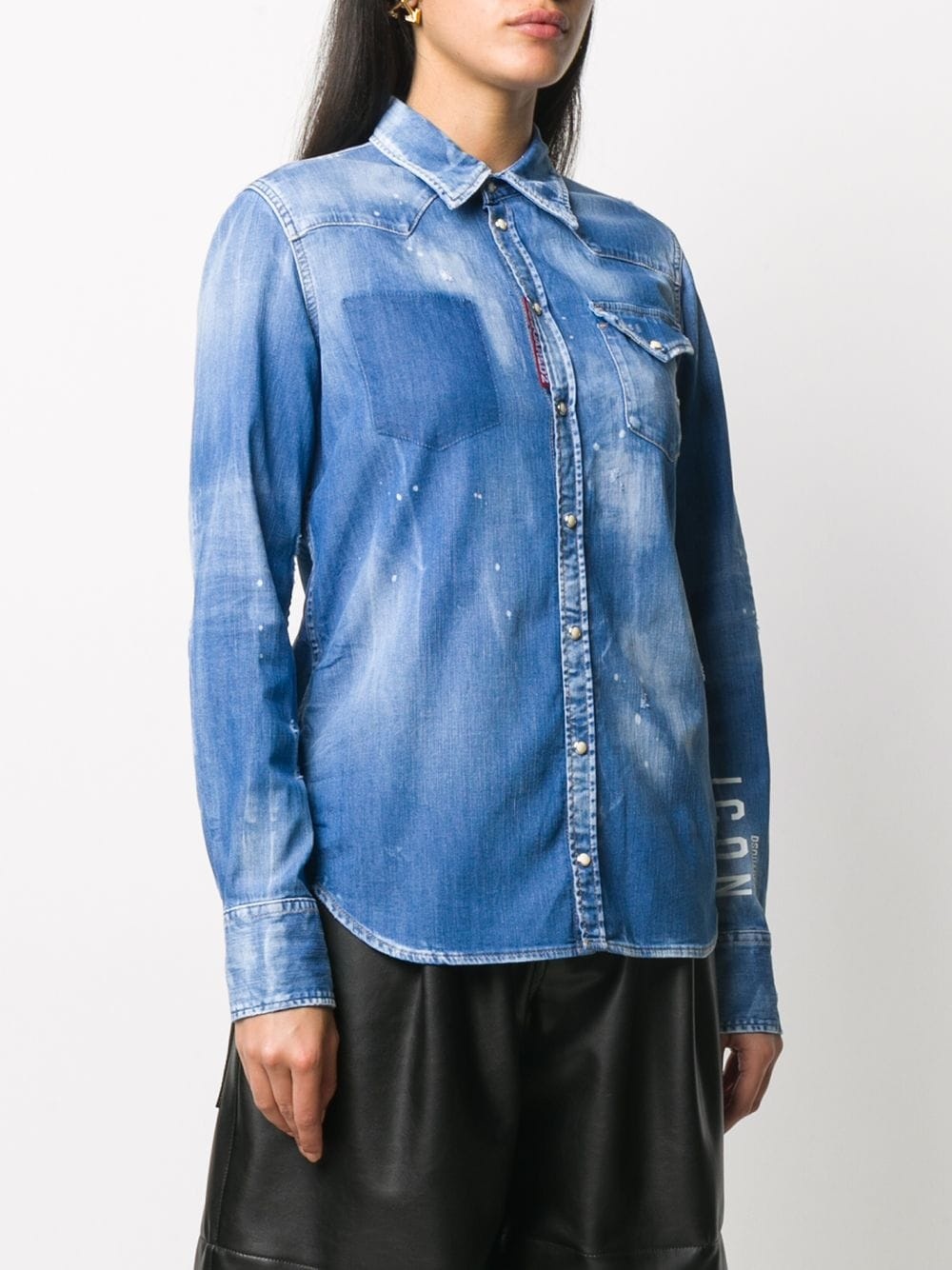 distressed denim shirt - 3