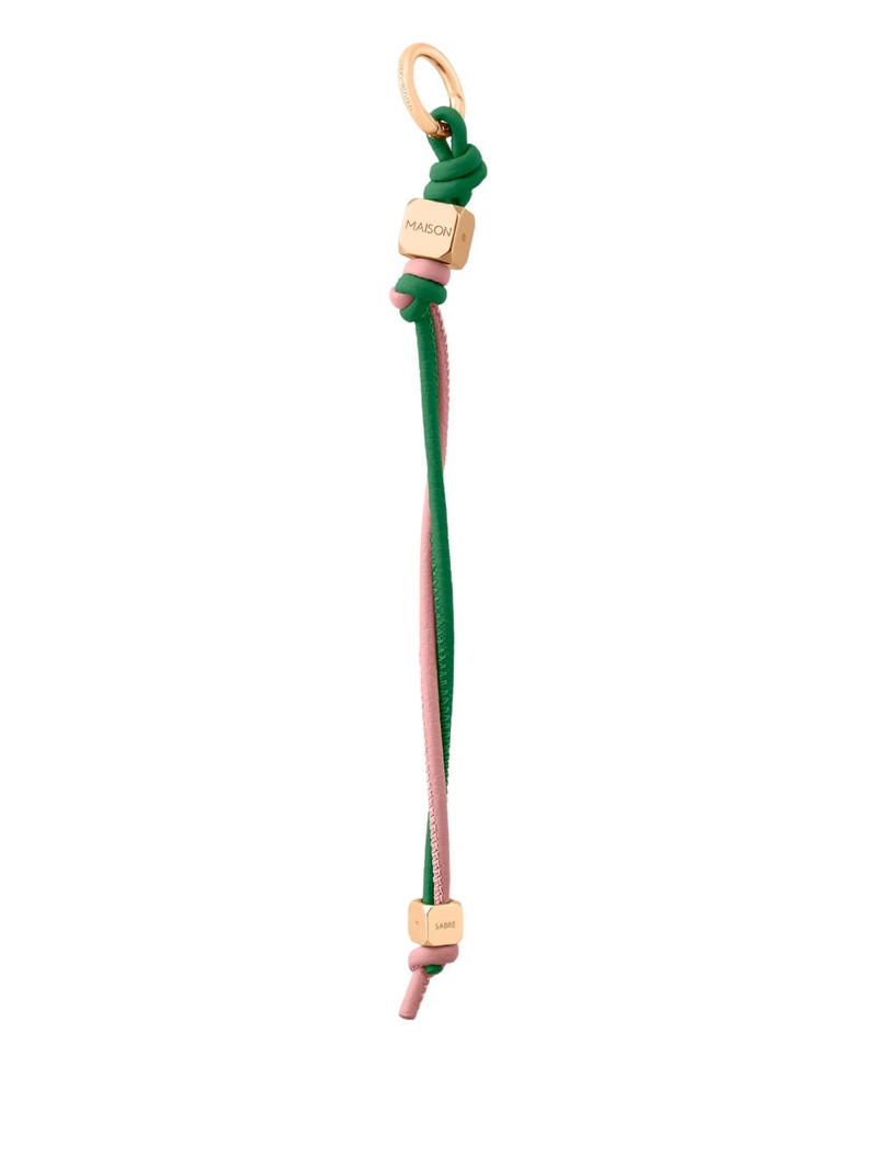 Wristlet cuboidal hardware loeather charm 1