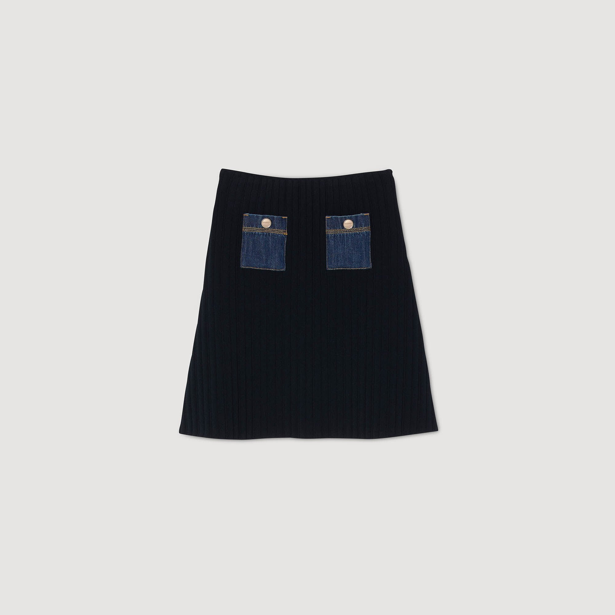MINI KNIT AND DENIM SKIRT - 6