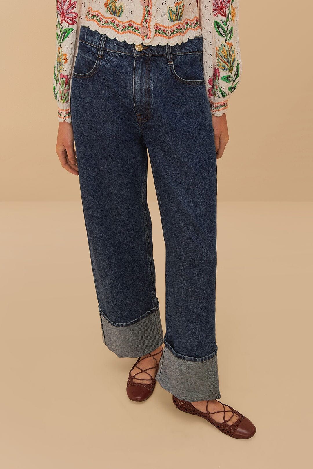 Denim Low Waist Wide Pants - 2