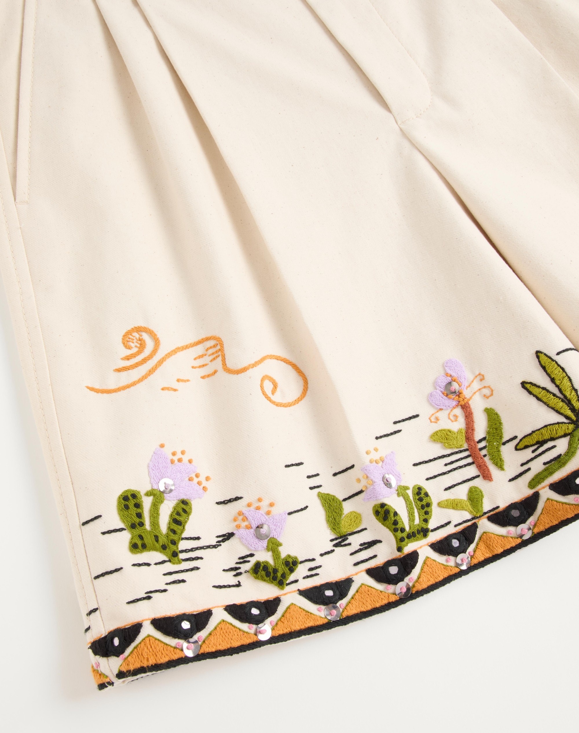 COTTON CANVAS BERMUDA SHORTS WITH FLORAL EMBROIDERY AND JACQUARD TRIMMINGS - 6