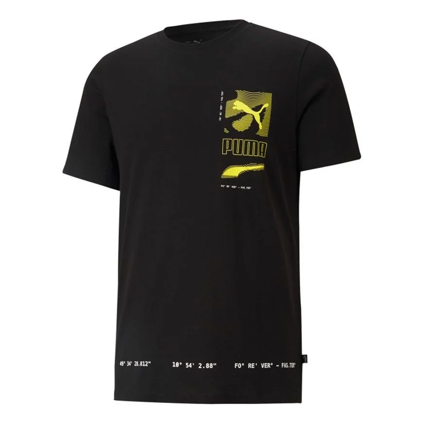 PUMA Digital Logo Printing Sports Short Sleeve Black 855974-01 - 1