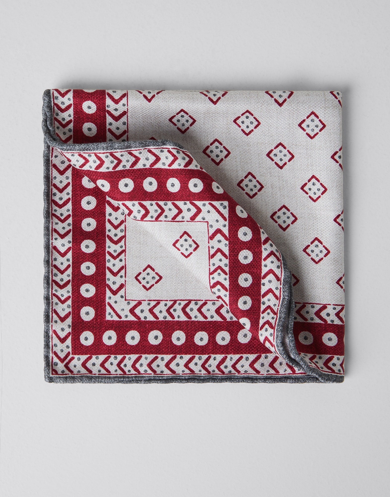 Silk pocket square with pattern and border - 1
