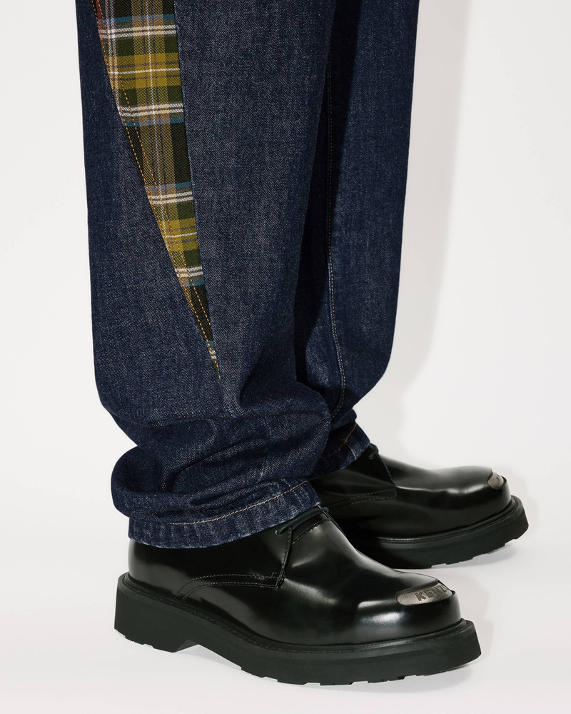 Patchwork checked denim jeans 9