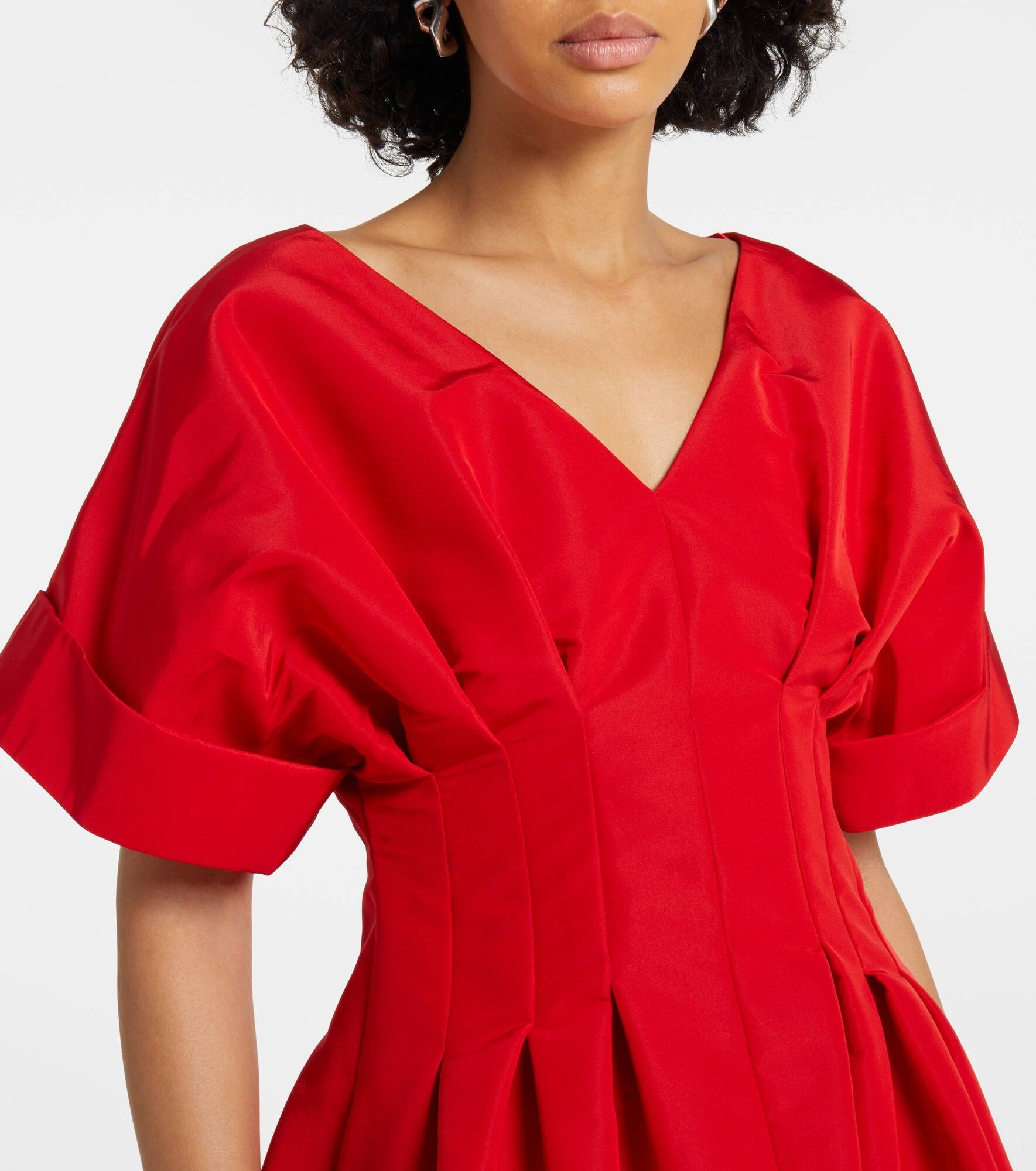 Gathered silk midi dress - 4