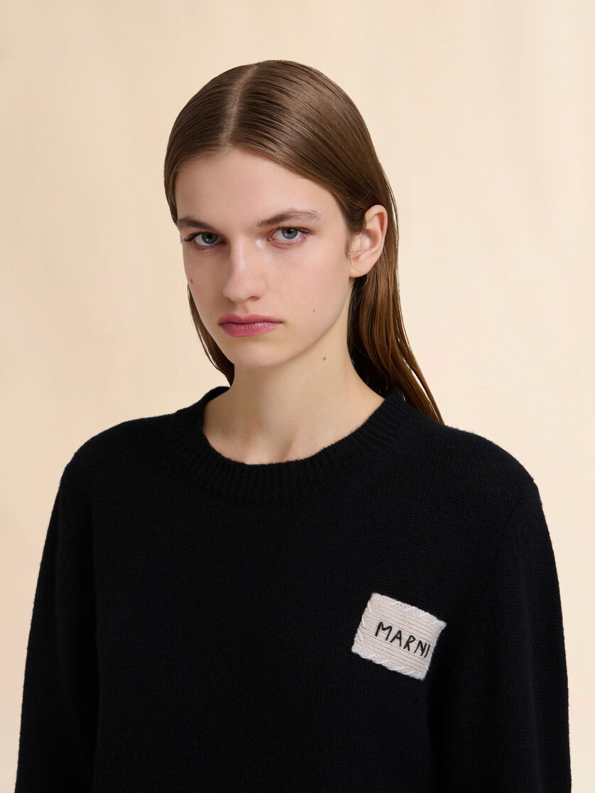 BLACK CASHMERE SWEATER WITH MARNI MENDING APPLIQUÉ - 4