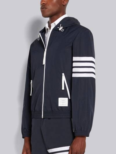Thom Browne Navy Ripstop Mesh 4-Bar Hooded Zip Up Jacket outlook