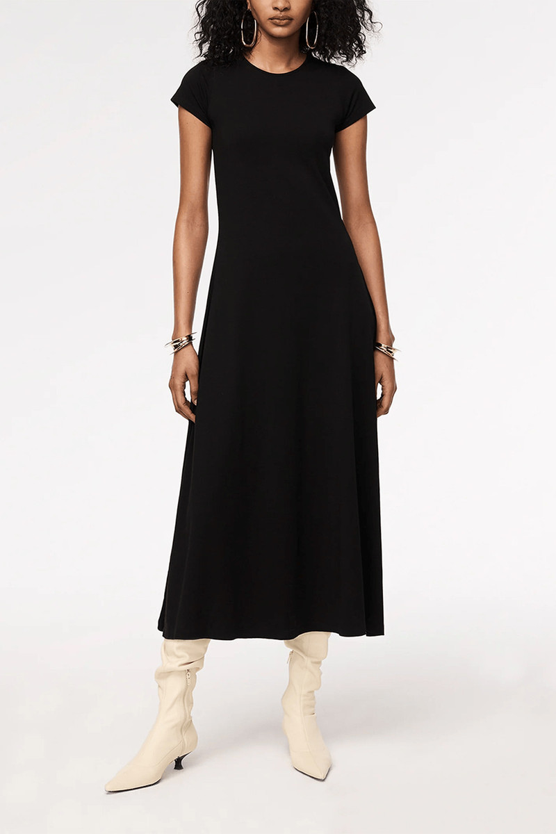 Another Tomorrow Fitted Tee Dress in Black outlook