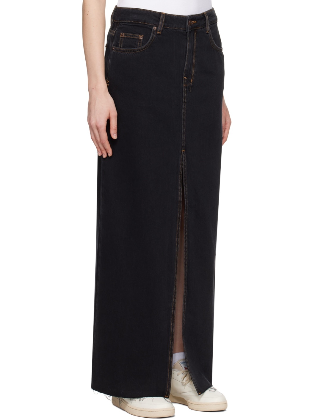 Black Kara Denim Maxi Skirt - 2