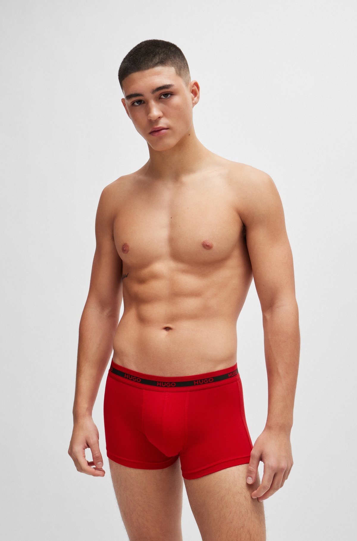 THREE-PACK OF STRETCH-COTTON TRUNKS WITH LOGO WAISTBANDS - 6