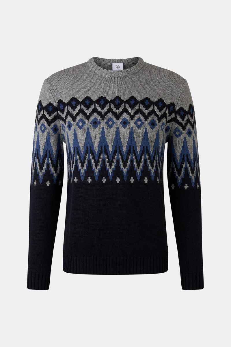 Norwegian pullover Ron in Navy blue/grey - 1
