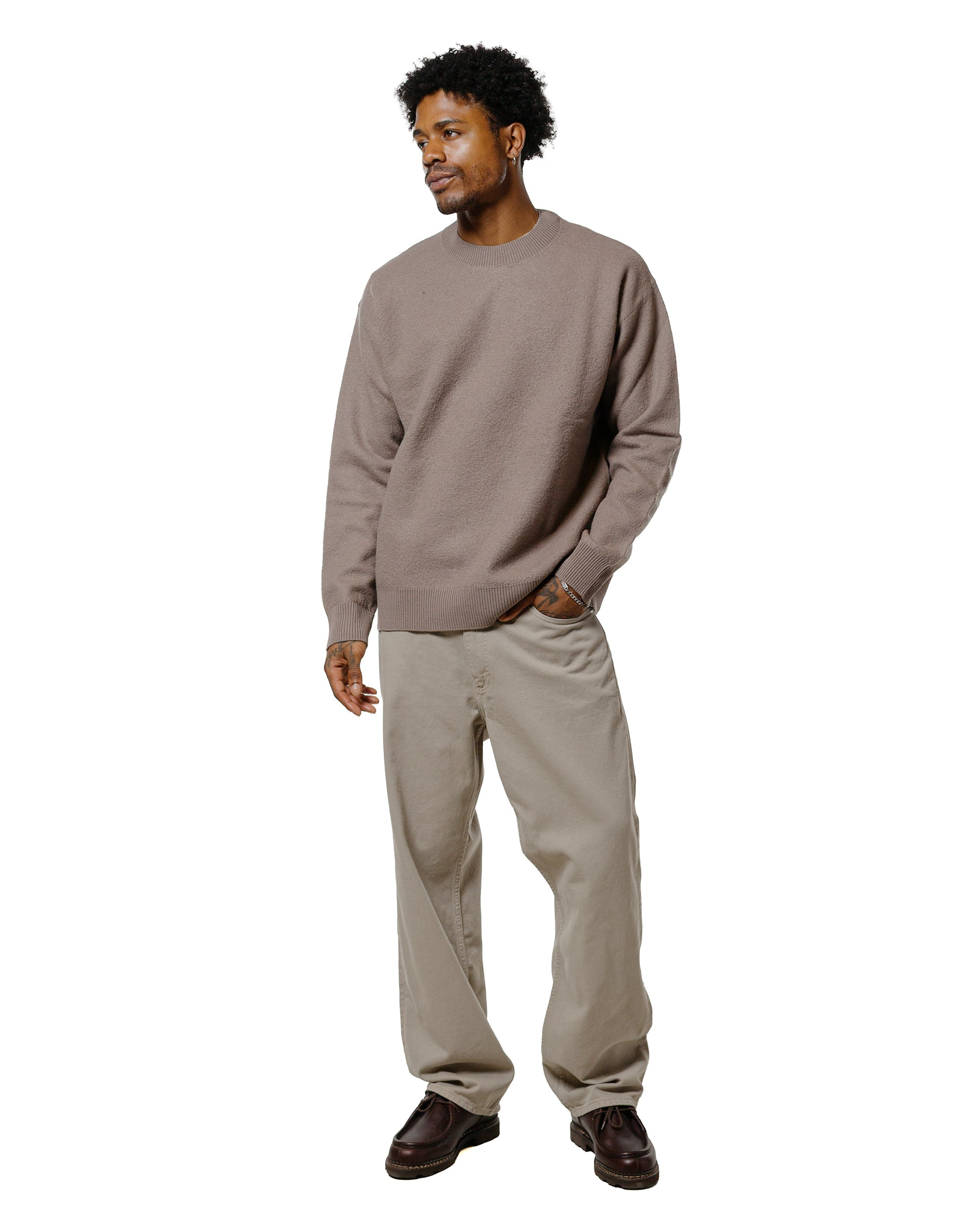Rom Boiled Wool Crewneck Walnut - 4