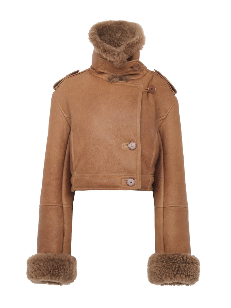 CROPPED BOXY JACKET IN LEATHER 1