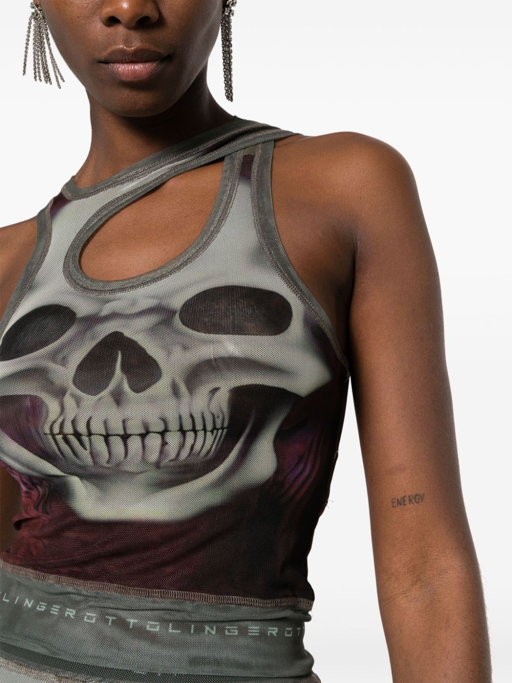 skull-print mesh tank top - 5