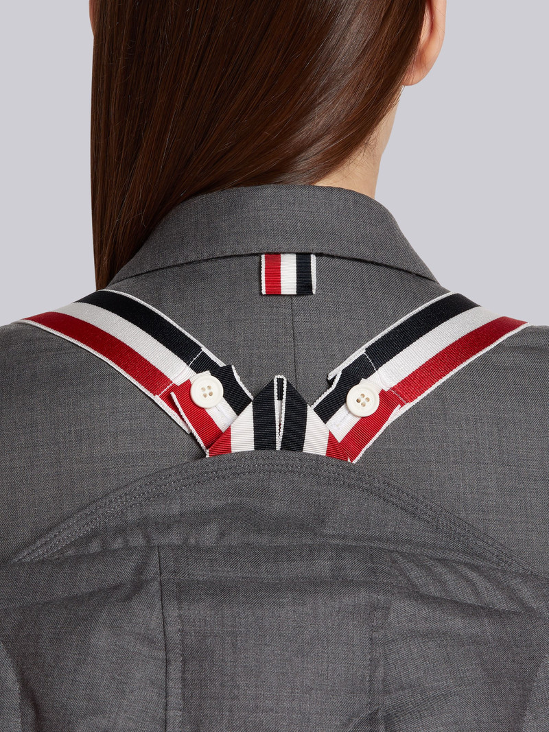 Medium Grey Down Filled Super 120s Twill Funnel Neck Coat 5