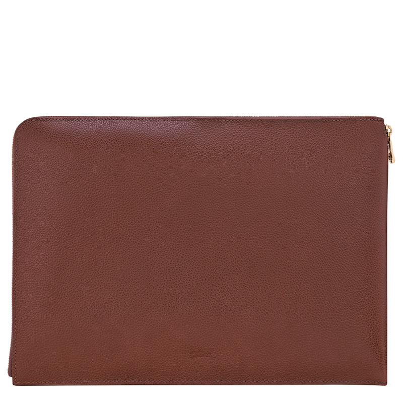 Longchamp Le Foulonné Laptop case Coffee - Leather outlook