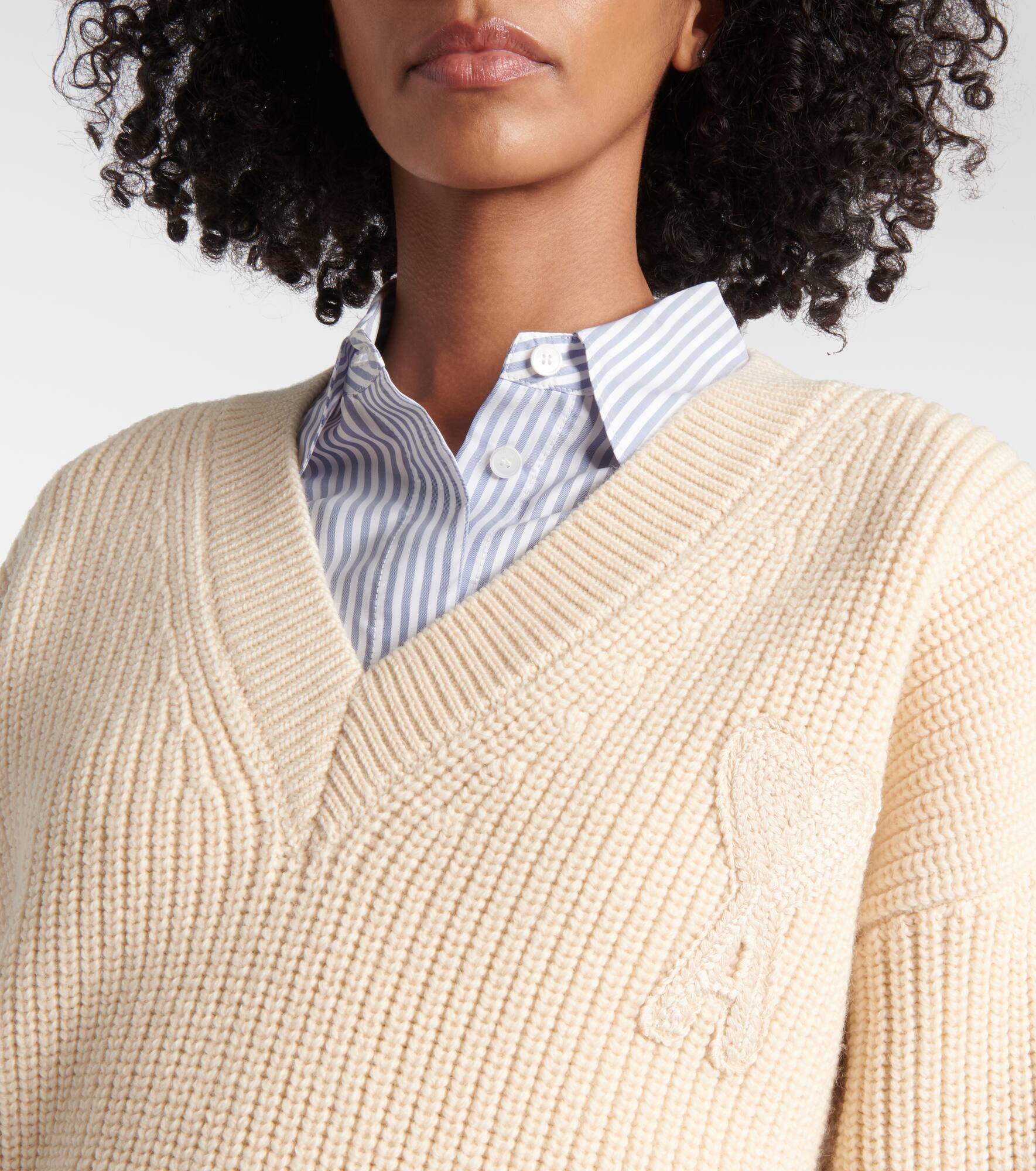 Ami De Cœur ribbed-knit virgin wool sweater - 4