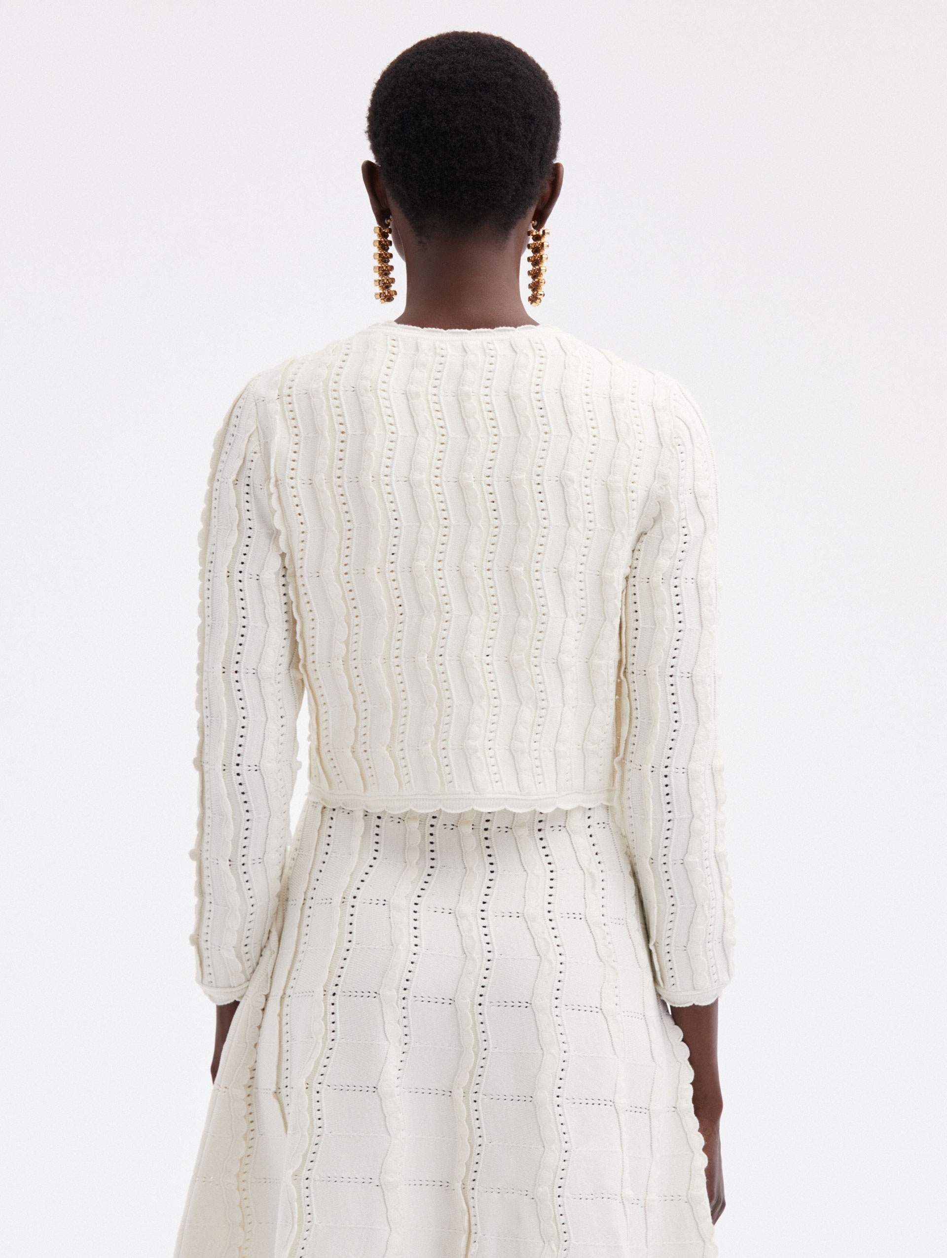 CROPPED WAVE KNIT CARDIGAN - 3