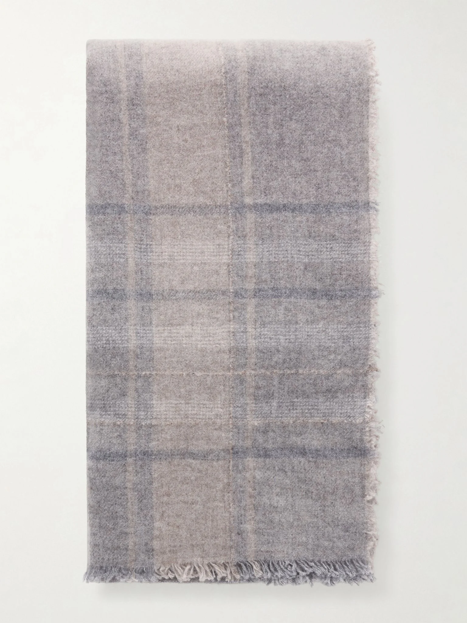 Kerrera Checked Cashmere Scarf Gray - 1