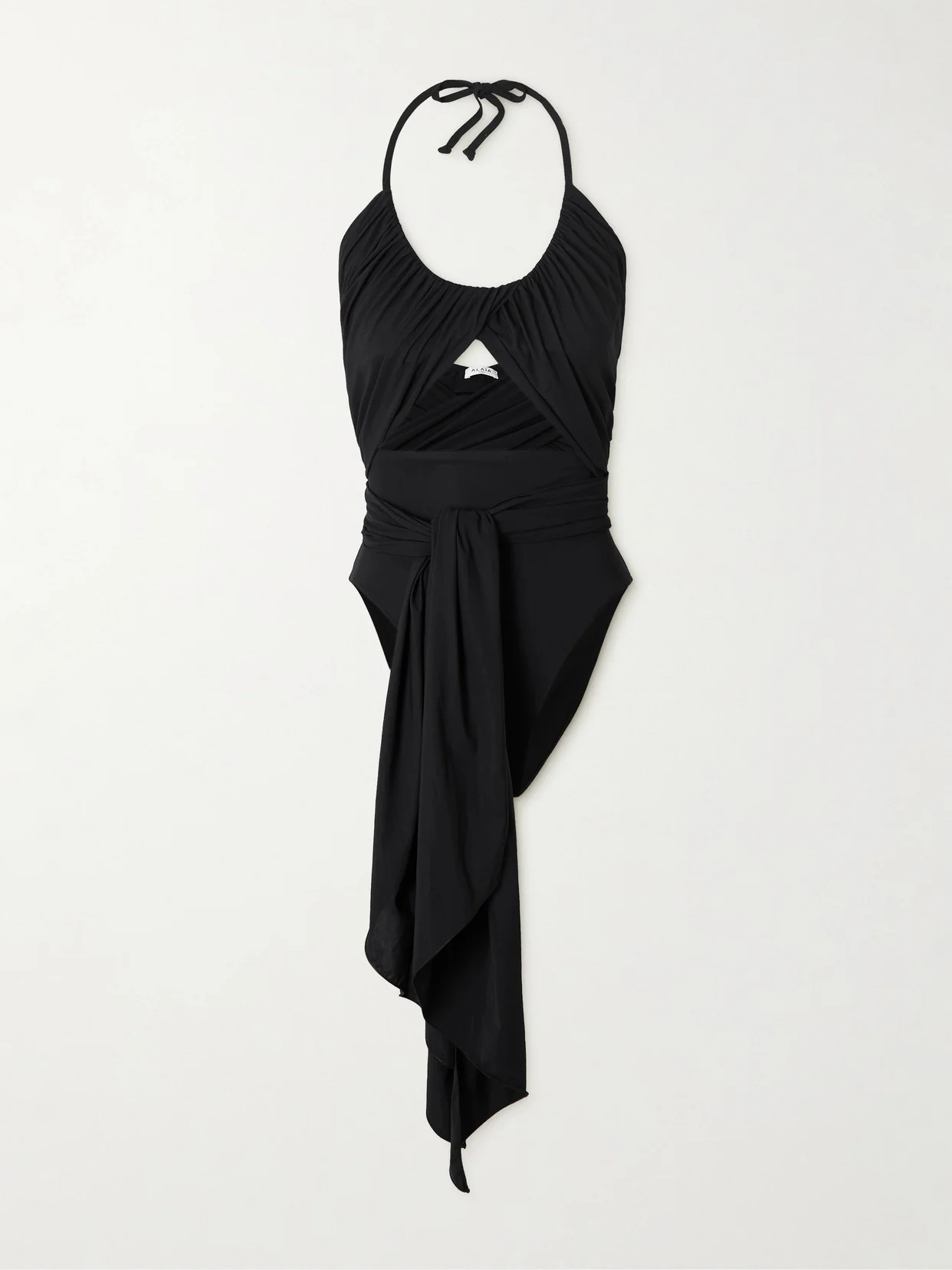Halterneck Draped Swimsuit - 1
