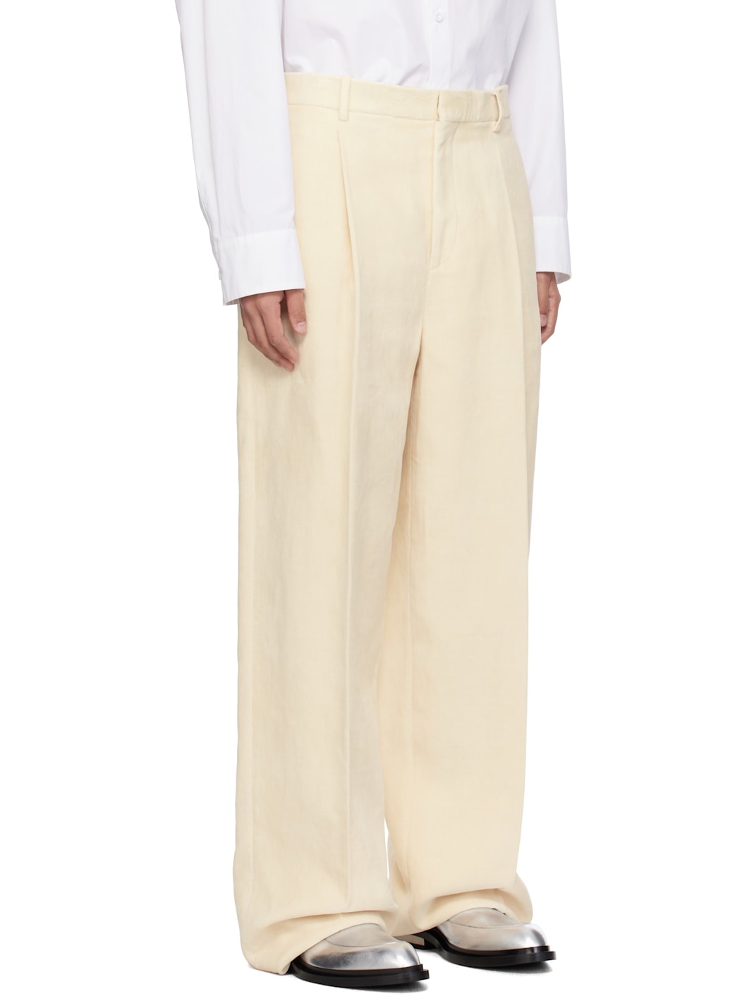 Beige Pleated Trousers - 2