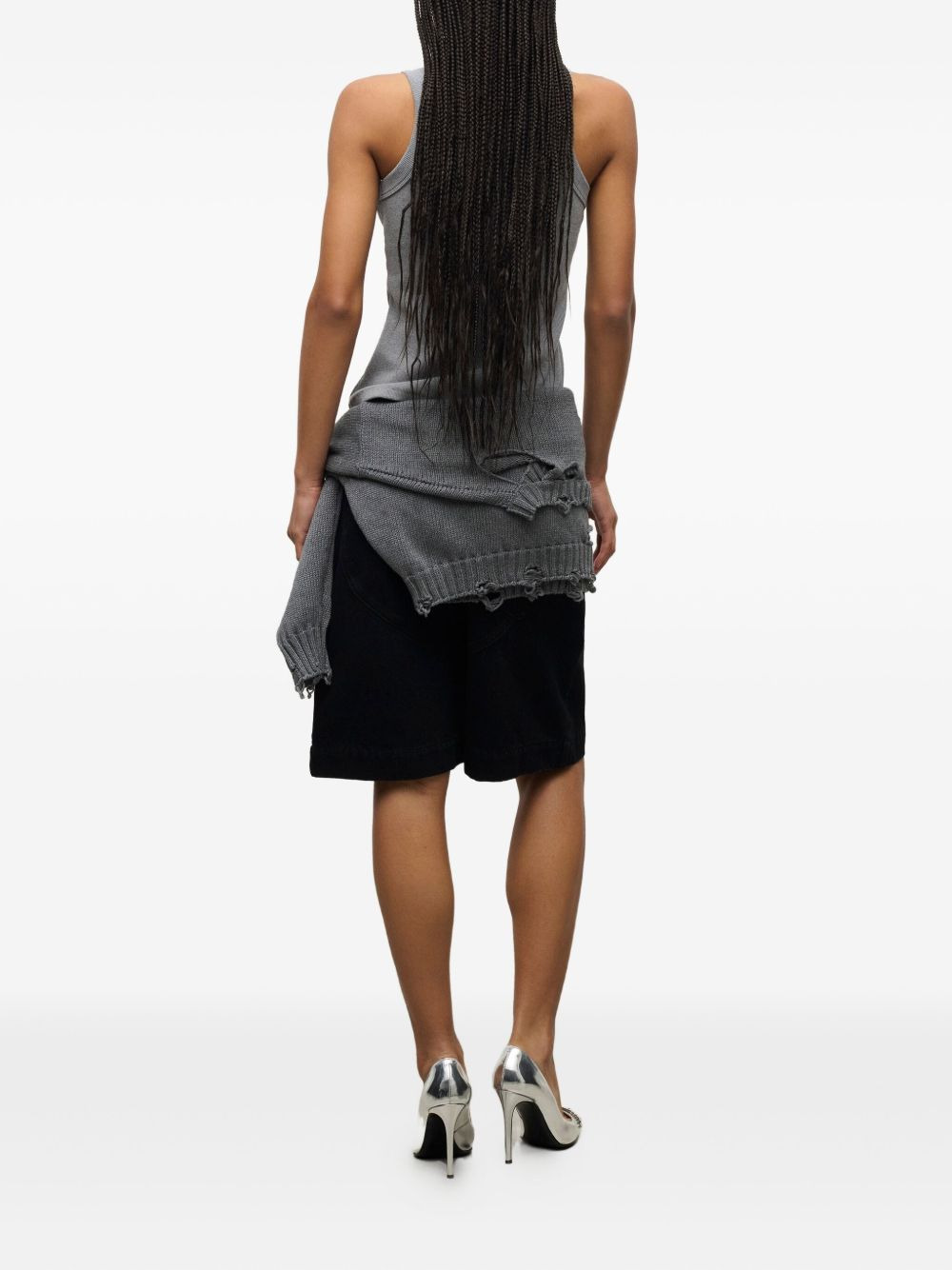 crystal-embellished ribbed tank top - 3
