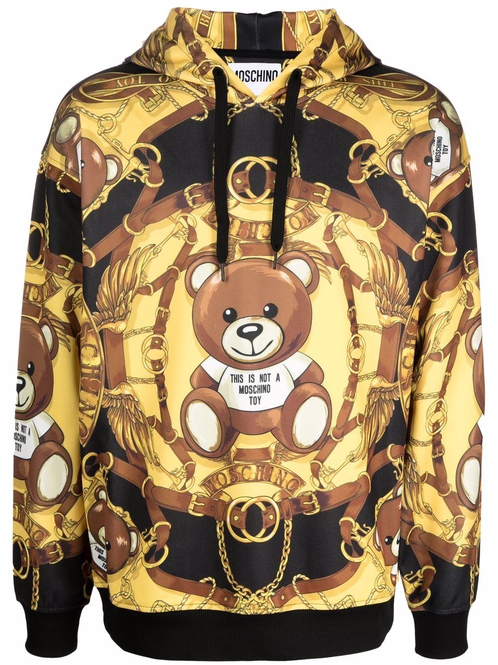 teddy-print long-sleeved hoodie - 1