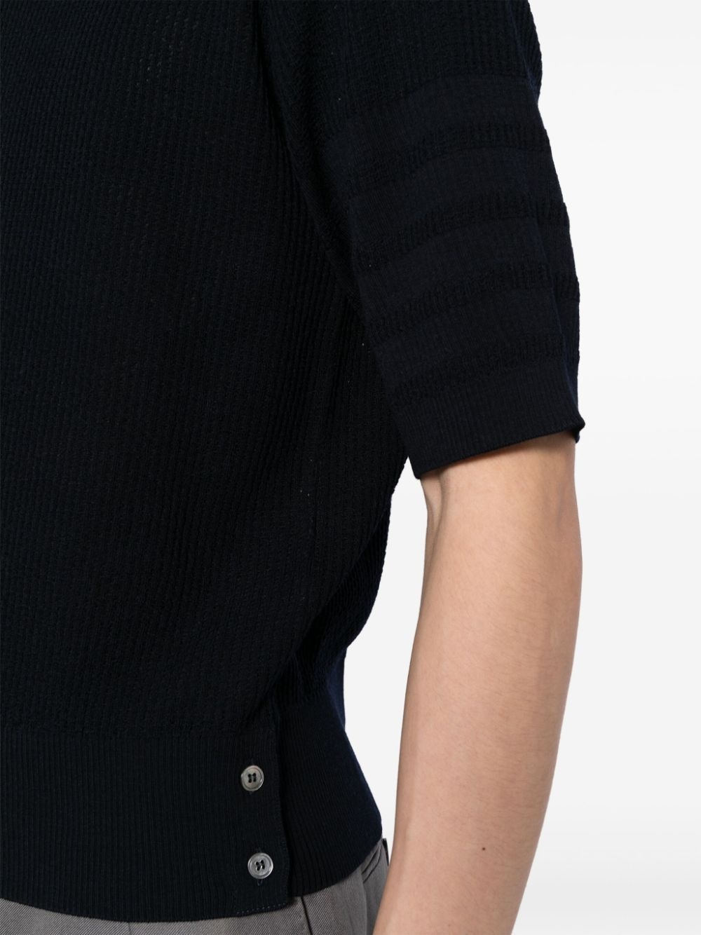 textured stitch knit polo - 5
