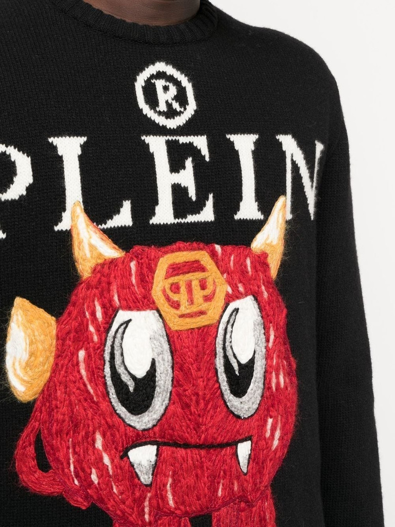 embroidered-motif crew-neck jumper 5