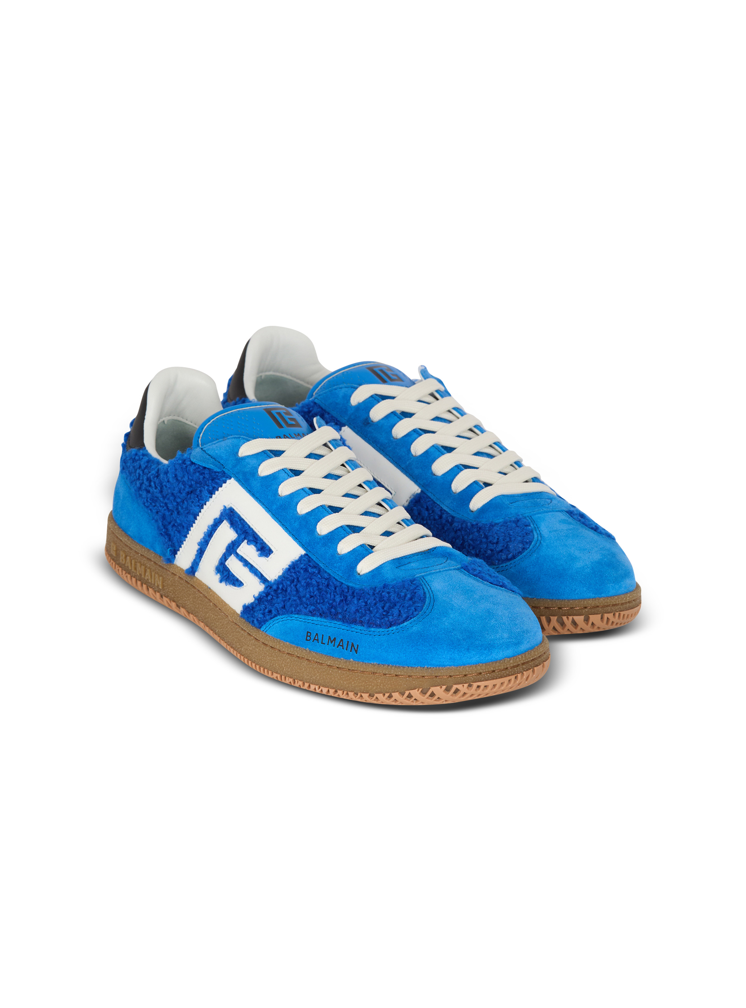 Suede and bouclé Balmain Swan trainers - 2