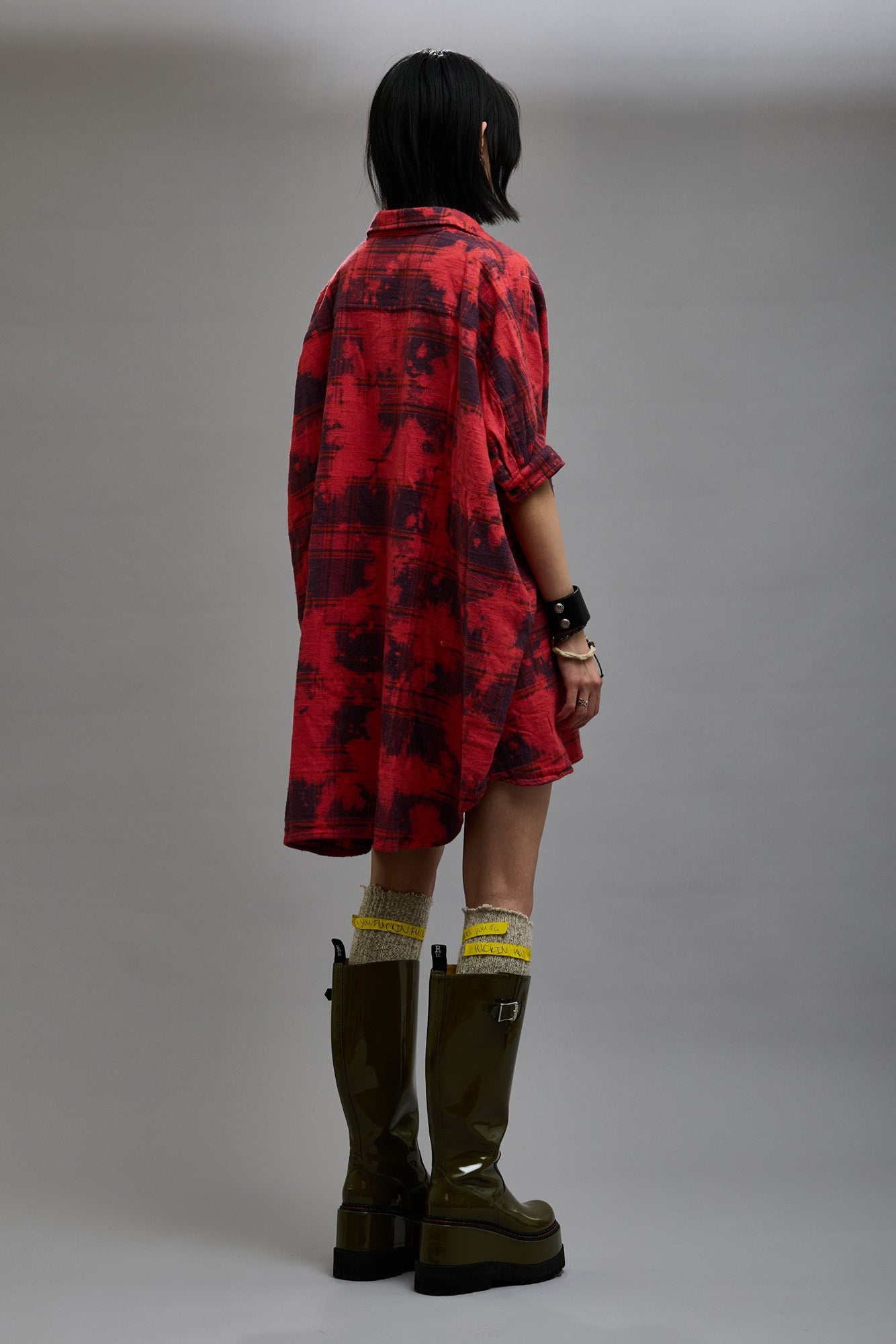 OVERSIZED RELAXED SHIRTDRESS - DUSK RED PLAID - 5