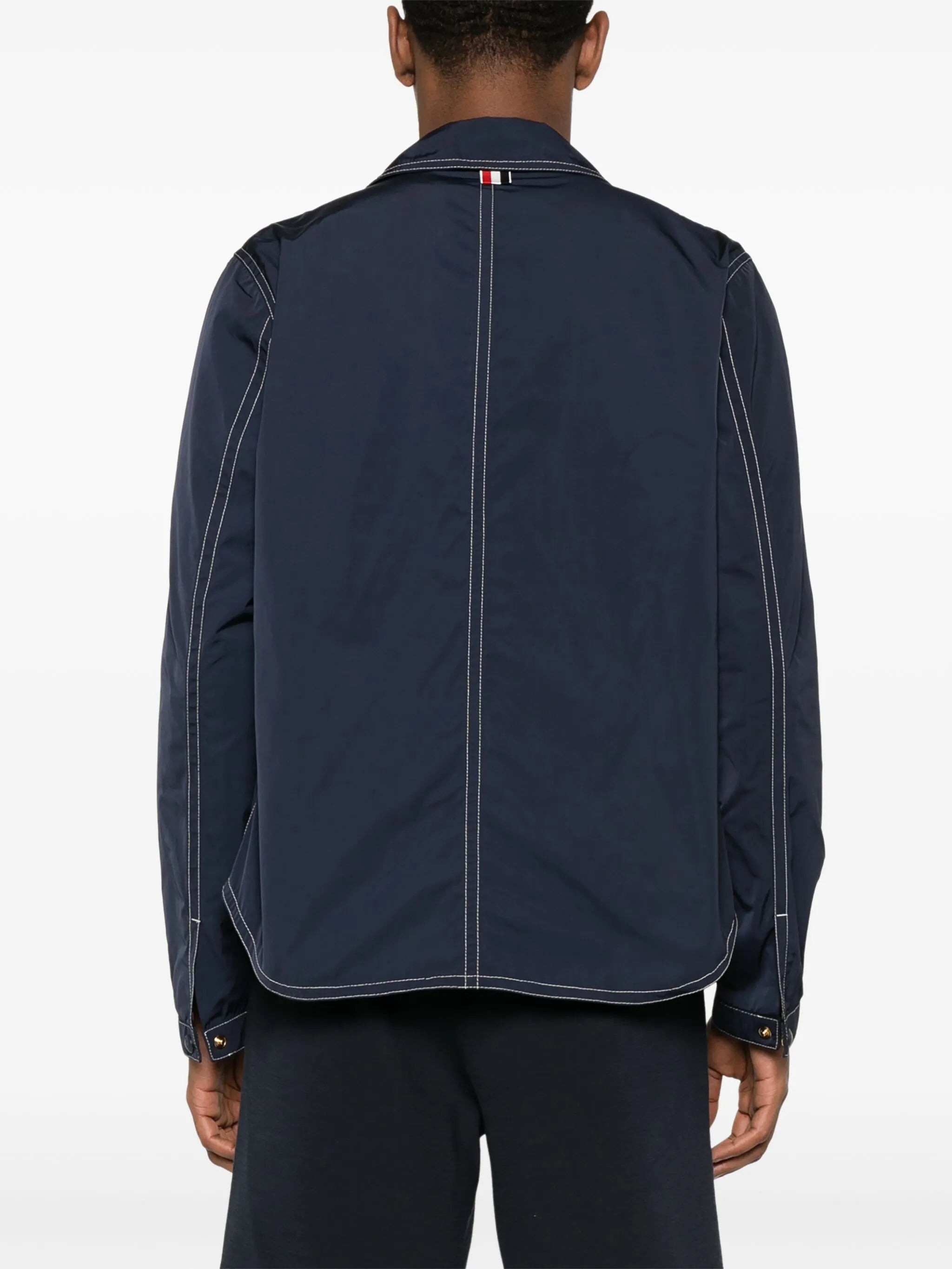 contrast-stitching shirt jacket - 4