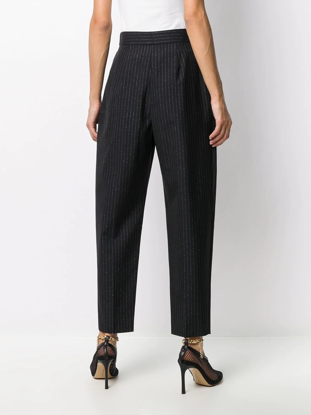 glitter pinstripe high waist trousers - 4