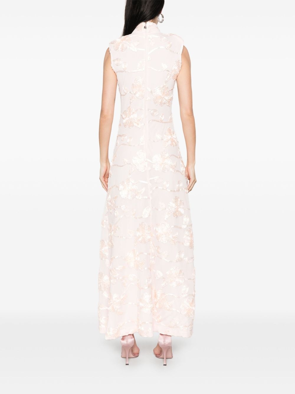 floral-mesh maxi dress - 4