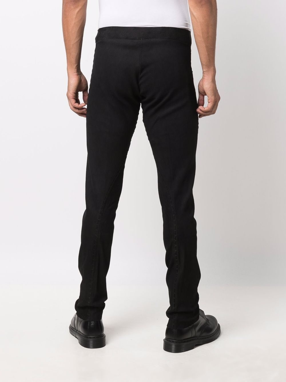 slim-cut lambskin trousers - 4