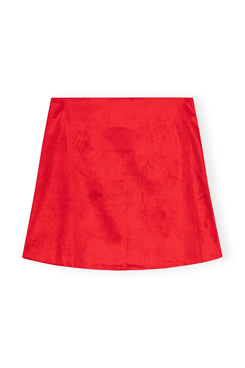 RED SHINY CORDUROY MINI SKIRT 6