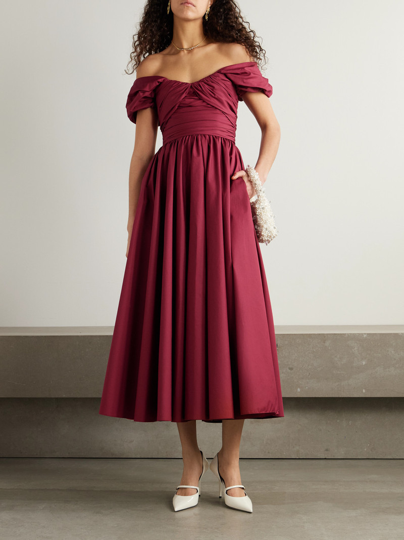 GIAMBATTISTA VALLI Off-the-shoulder Gathered Cotton-poplin Midi Dress outlook
