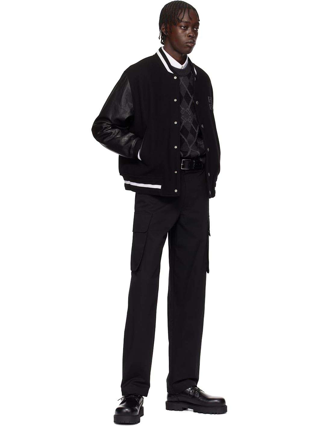 Black Cotton Cargo Pants - 5