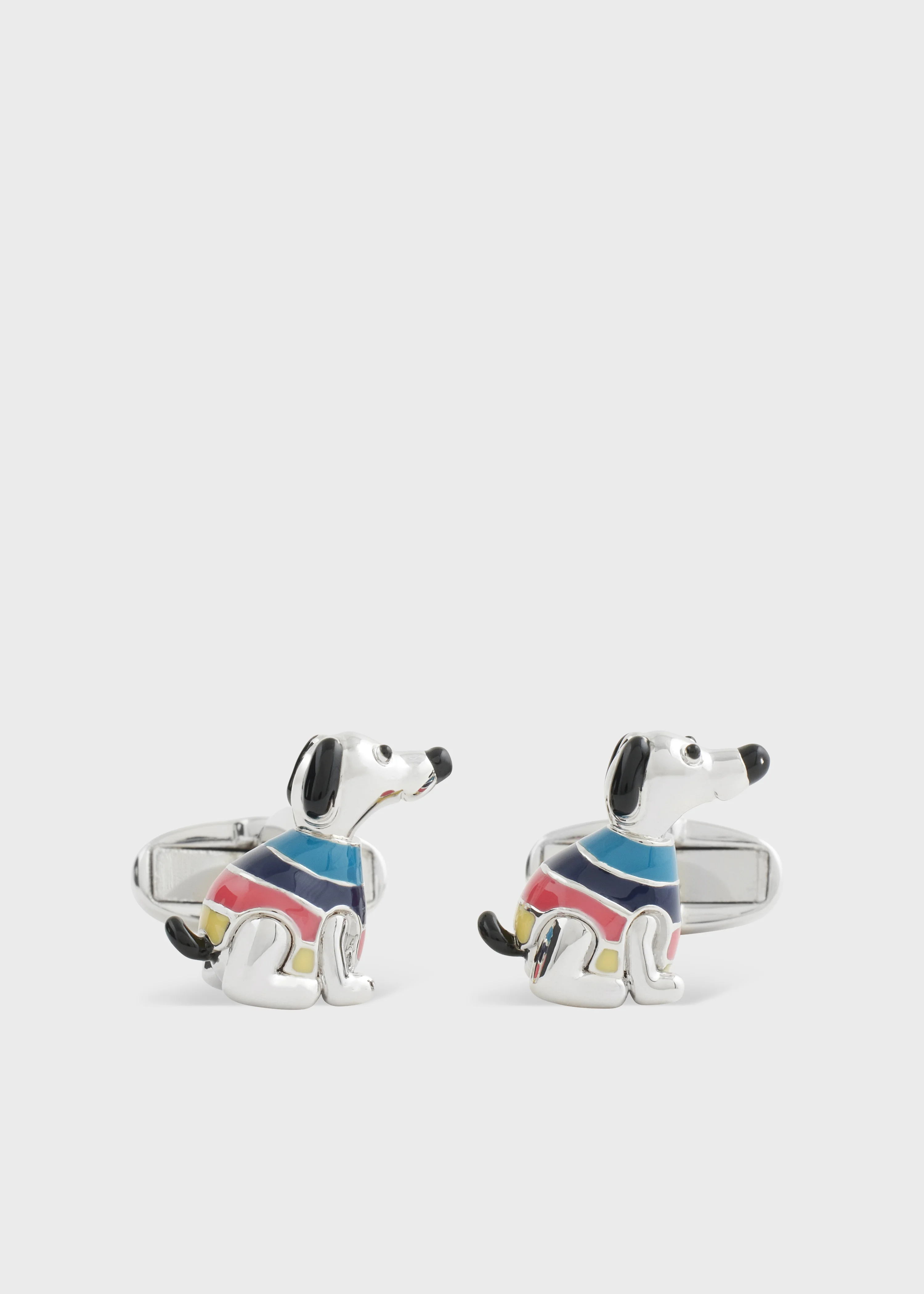 Silver 'Stripe Jumper' Dog Cufflinks - 1