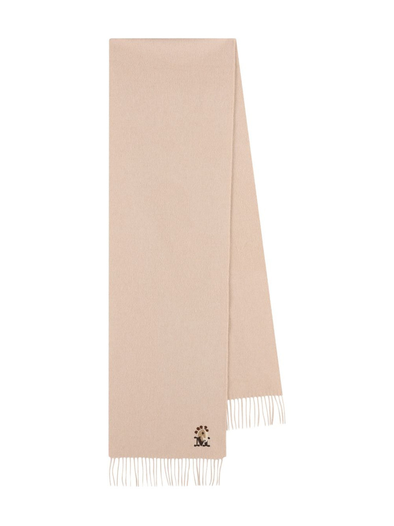 fringed embroidered-detail scarf 1