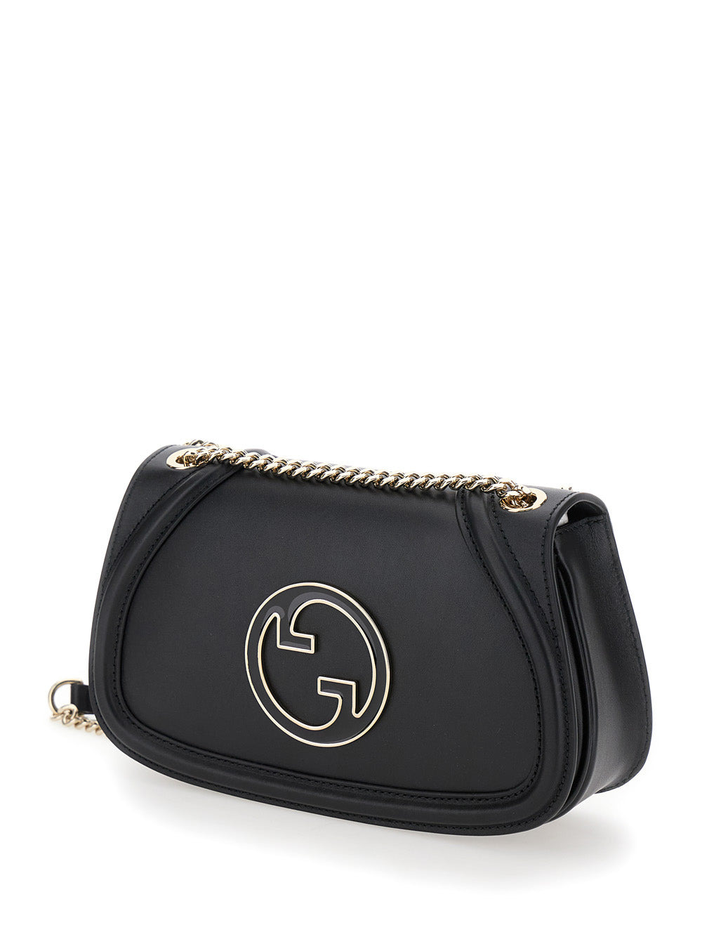 Gucci Women 'Blondie Small' Black Handbag With Metallic Gg Crossover On The Front And Chain Shoulder - 2