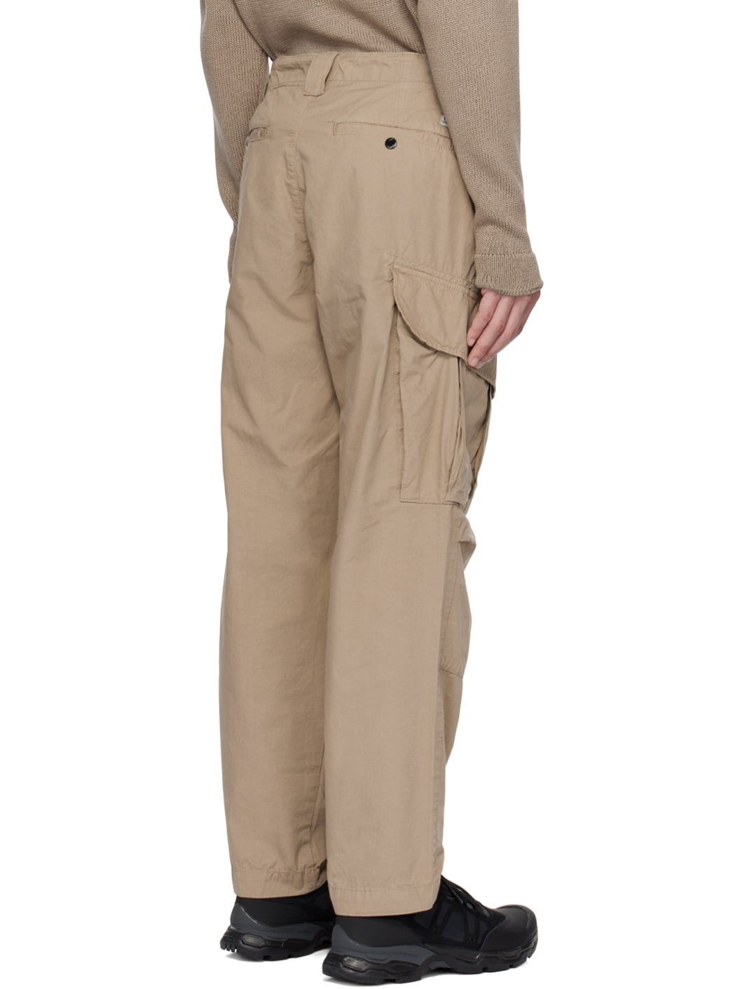 Beige Garment-Dyed Cargo Pants - 3