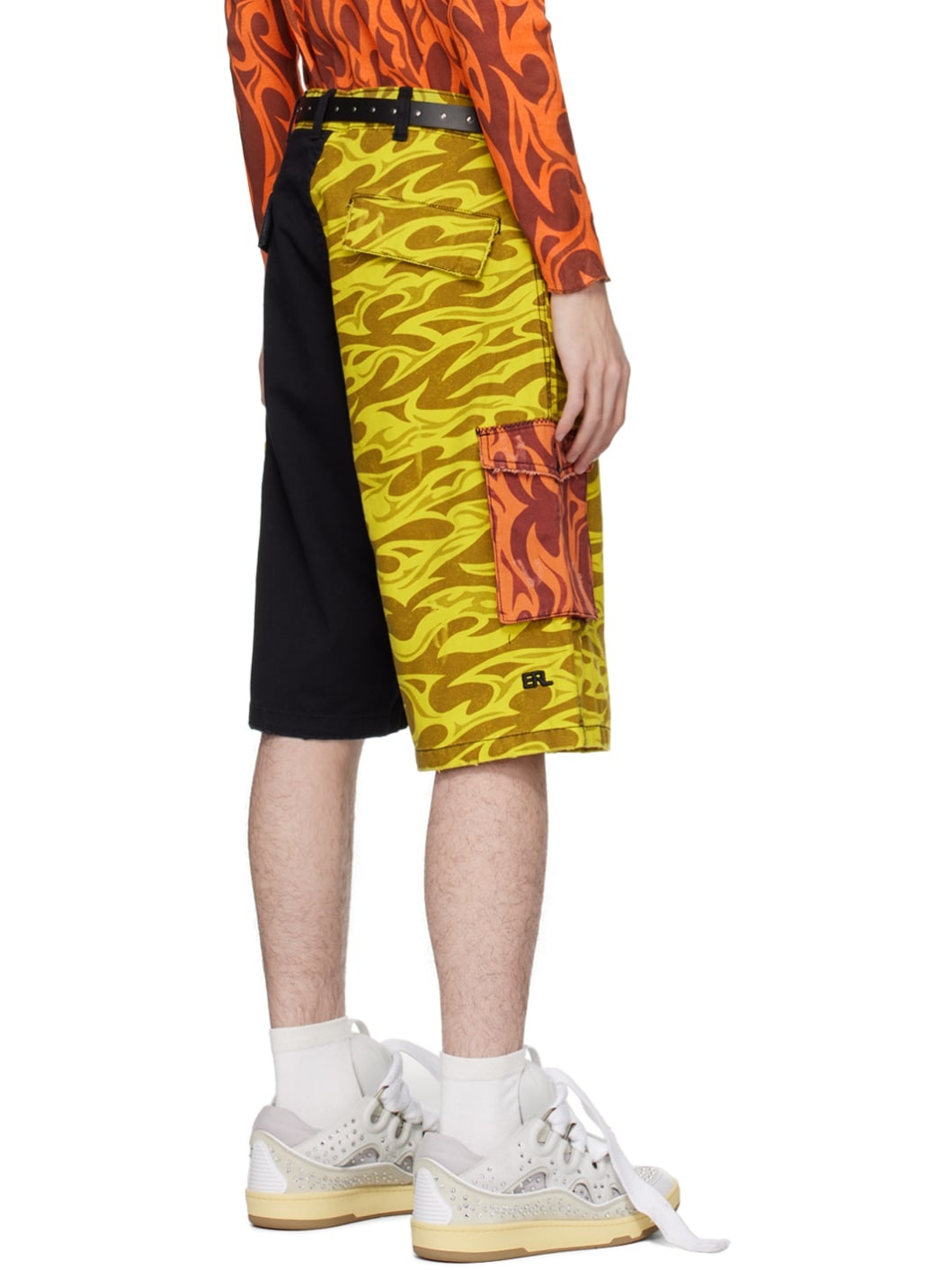 Yellow & Black Printed Cargo Shorts - 3