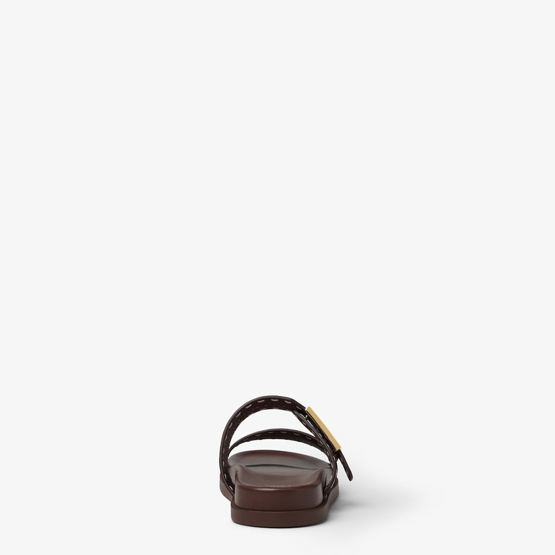 FENDI Fendi Feel Dark brown leather slides outlook