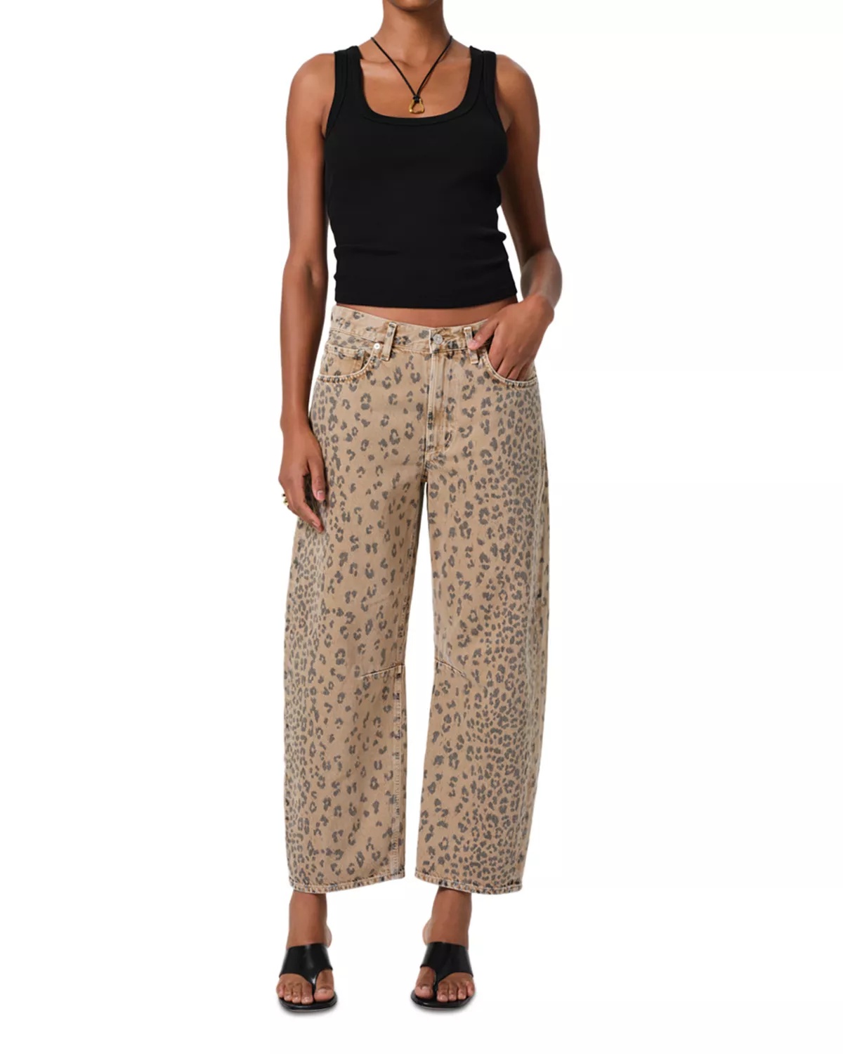 Miro High Rise Relaxed Jeans in Natural Cheetah - 9