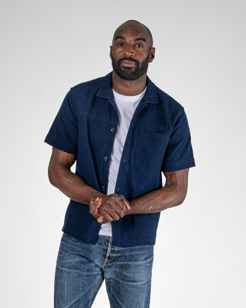Iron Heart STF JAPANESE 8.5OZ SLUB COTTON SHORT SLEEVE SHIRT - INDIGO outlook