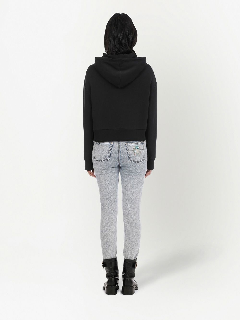 rhinestone cotton hoodie - 4
