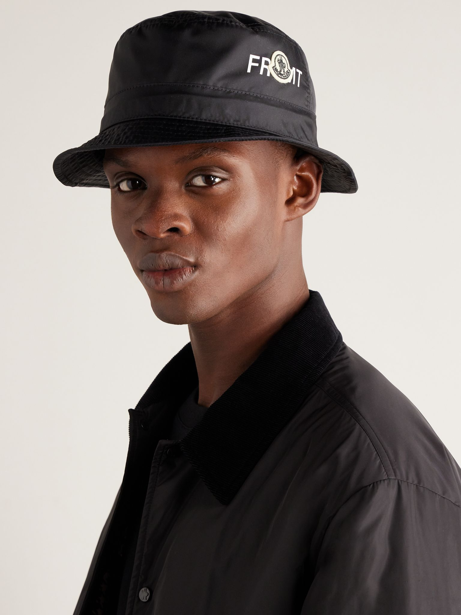 7 Moncler FRGMT Hiroshi Fujiwara Logo-Appliquéd Shell Bucket Hat Black - 2