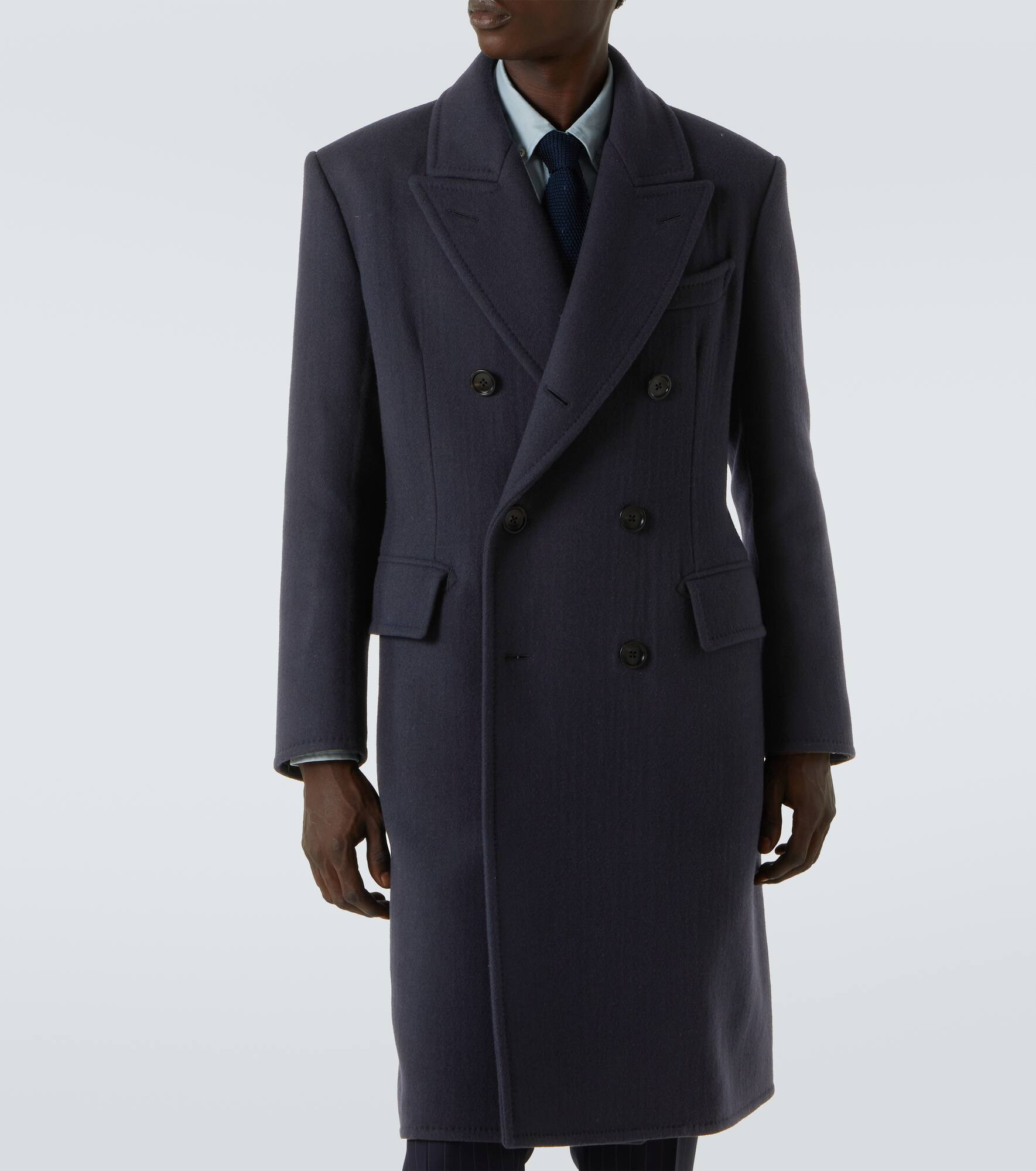 Double-breasted virgin wool coat - 3
