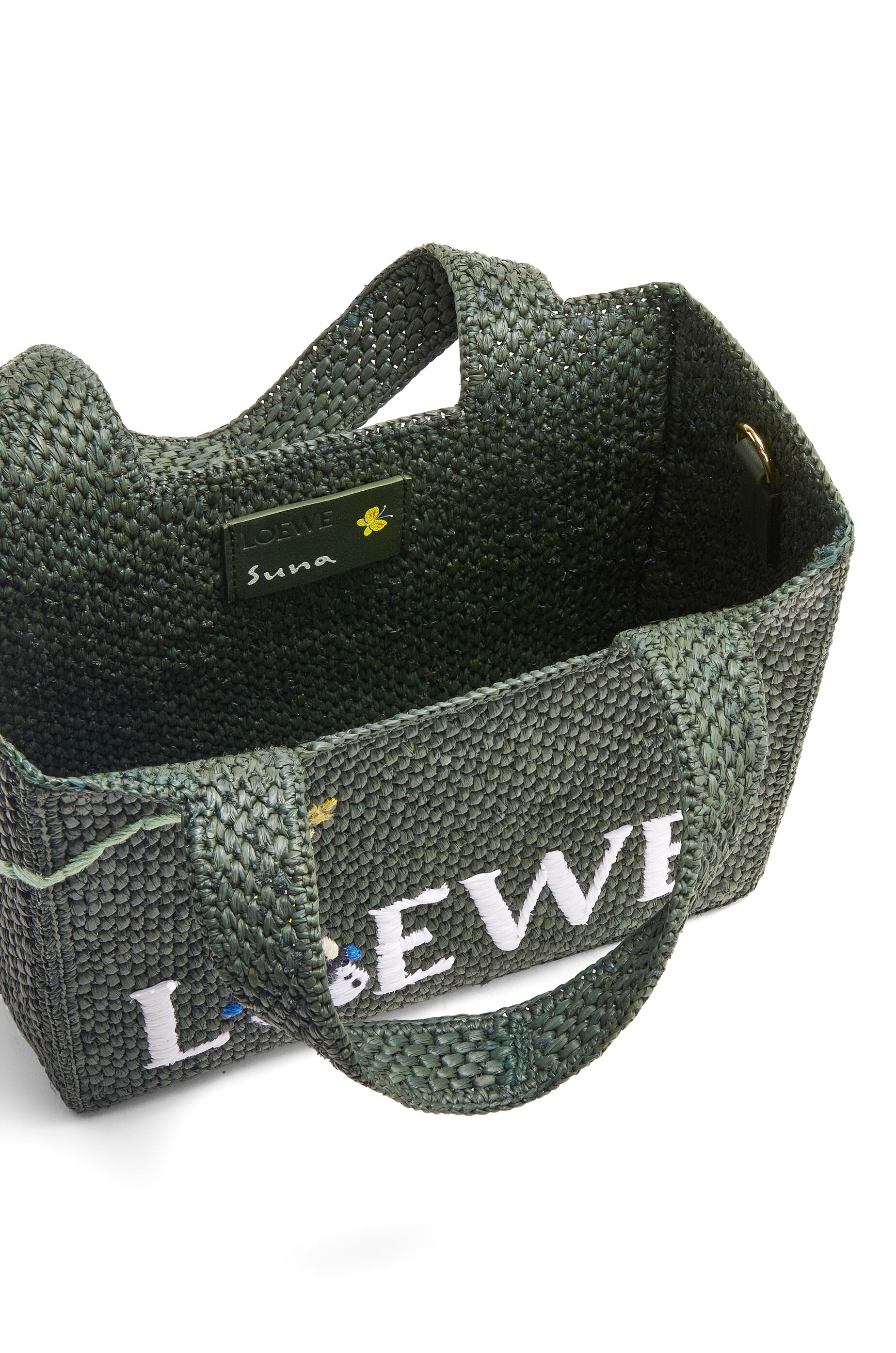 Panda small LOEWE Font tote in raffia - 6